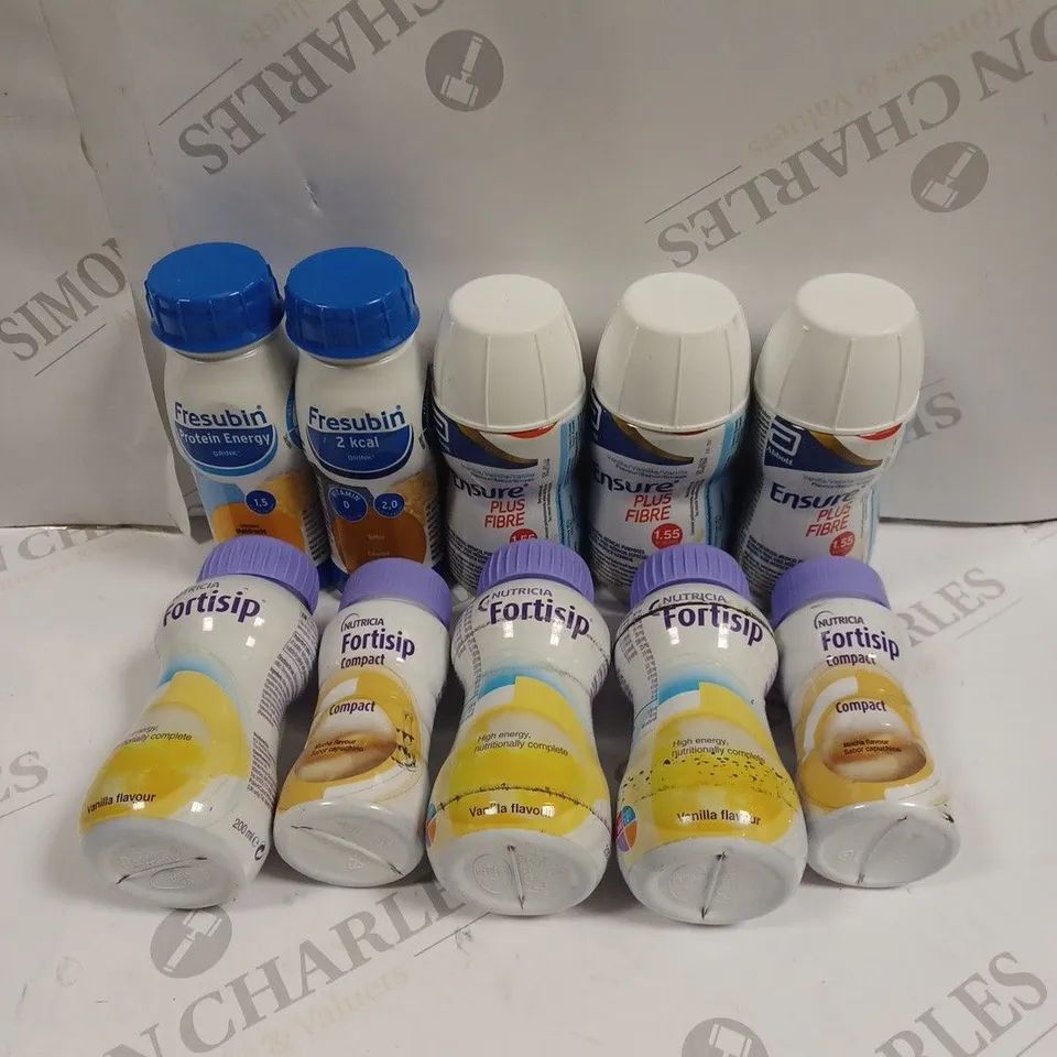10 X BOTTLED FOOD SUPPLEMENT ASSORTMENTS TO INCLUDE NUTRICIA FORTISIP, FRESUBIN, ABBOTT ENSURE PLUS ETC