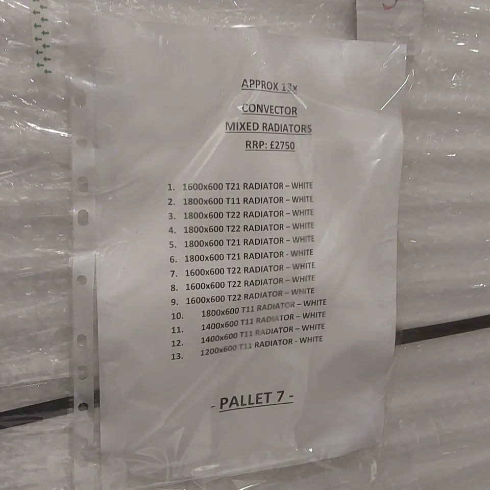 PALLET CONTAINING APPROXIMATELY 13x CONVECTOR MIXED RADIATORS