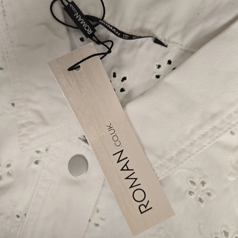 ROMAN BRODERIE DETAIL JACKET IN WHITE - UK 10