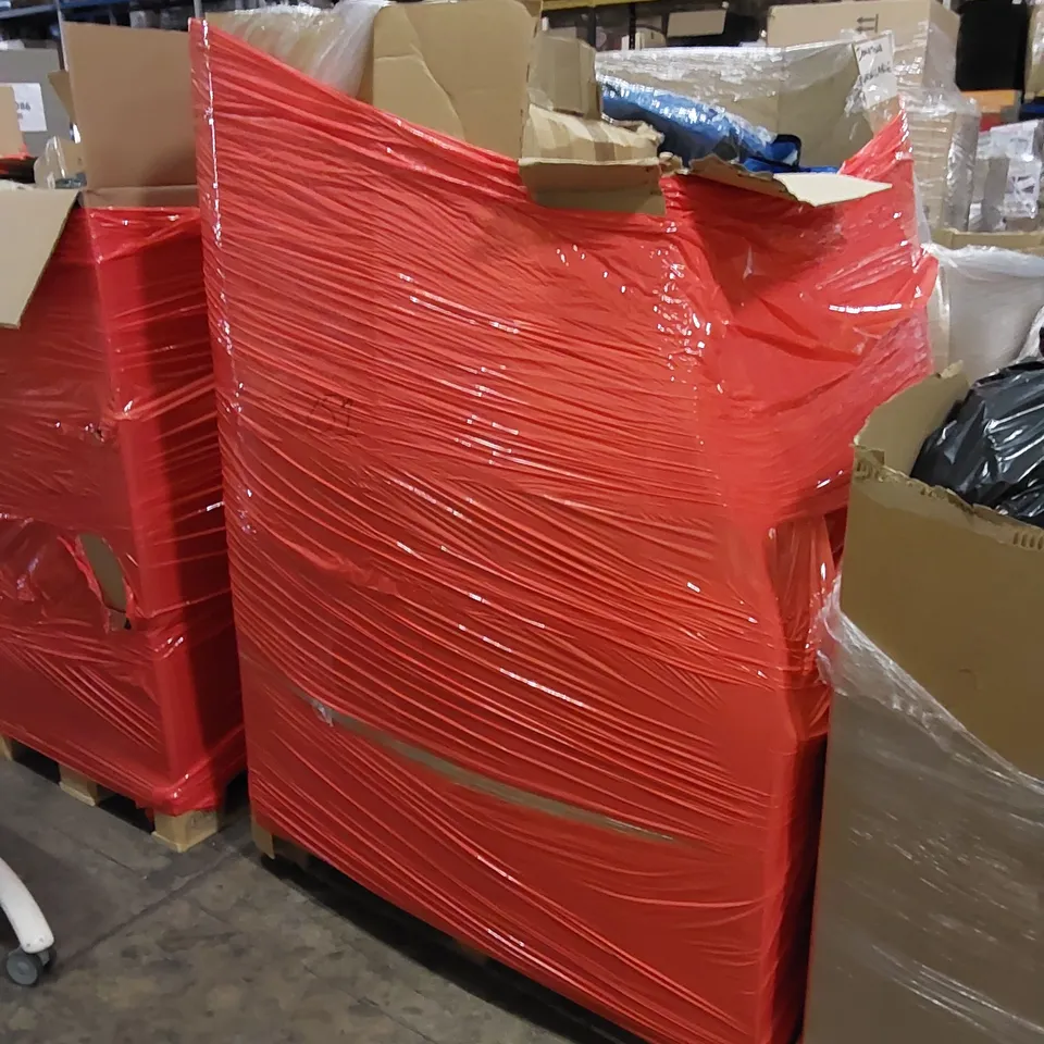 PALLET TO CONTAIN ASSORTED HOUSEHOLD ITEMS. INCLUDES TENTS, BOXED FURNITURE ETC