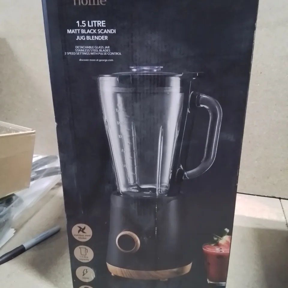 BOXED 1.5 LITRE MATT BLACK SCANDI JUG BLENDER