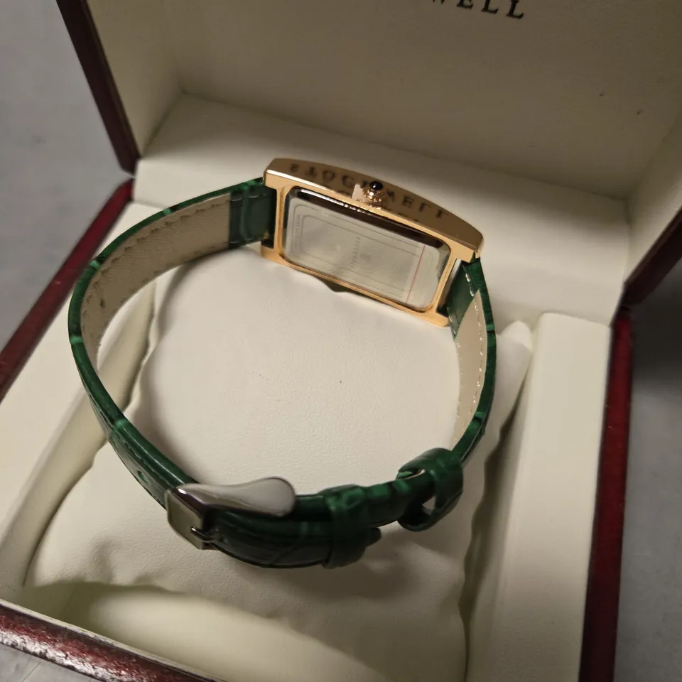 STOCKWELL LADIES GREEN LEATHER STRAP WATCH 