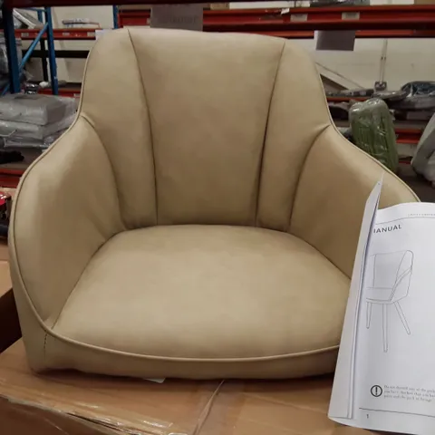 BOXED SET OF 2 UPHOLSTERED FAUX LEATHER DINING CHAIRS- CREAM (1 BOX)