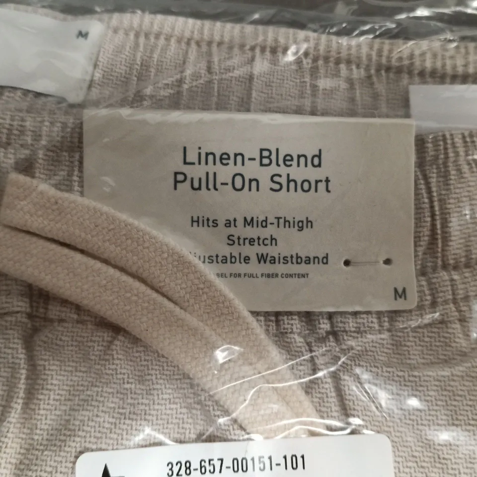 BAGGED HOLLISTER LINEN-BLEND PULL-ON SHORT - SIZE M, BEIGE (ORIGINAL PACKAGING)