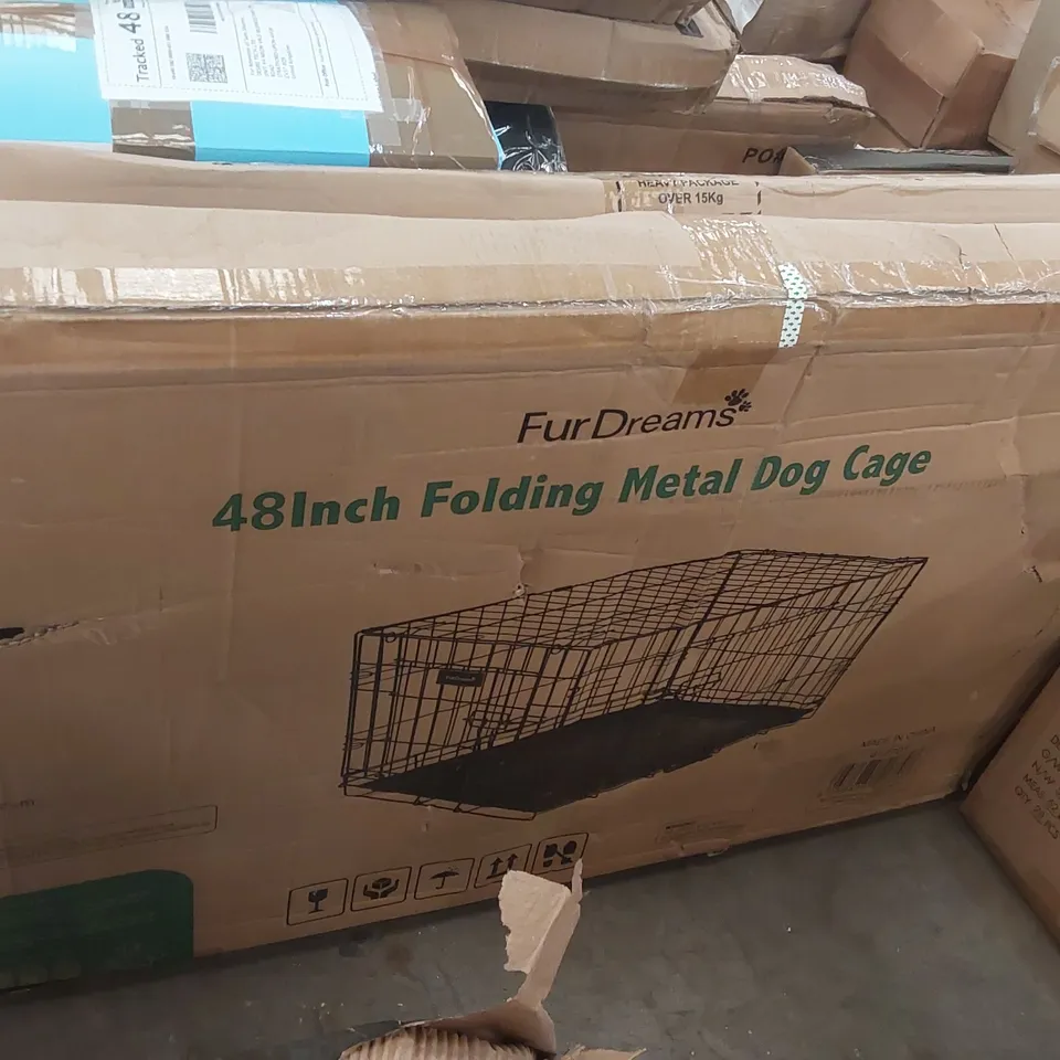 BOXED FURDREAMS 48INCH FOLDABLE METAL DOG CAGE
