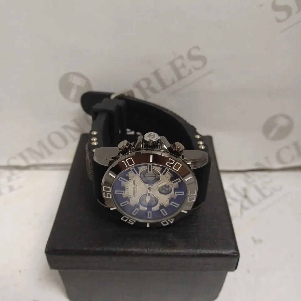 BOXED ANTHONY JAMES GENTS SPEEDSTER MULTIFUNCTION WATCH - SILICONE STRAP - 3 ATM.