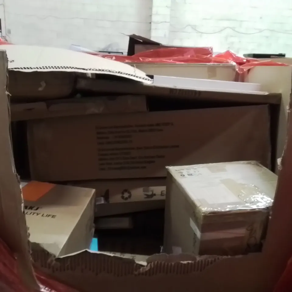 PALLET OF ASSORTED HOUSEHOLD GOODS AND PRODUCTS TO INCLUDE;27INCH MONITOR,AIR PURIFIER,FOLDING CAMPING COT