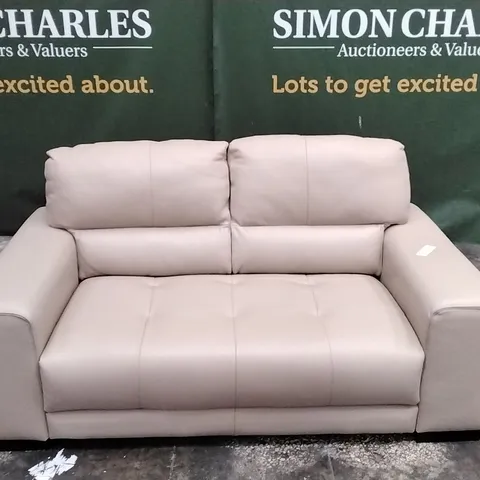 QUALITY ITALIAN DESIGNER ARENA LOVESEAT IN BEIGE LEATHER
