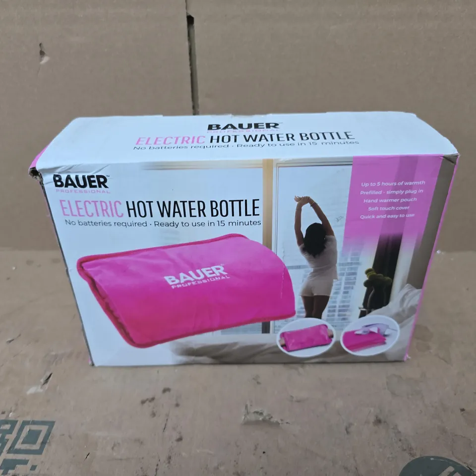 BOXED BAUER ELECTRIC HOT WATER BOTTLE IN PINK