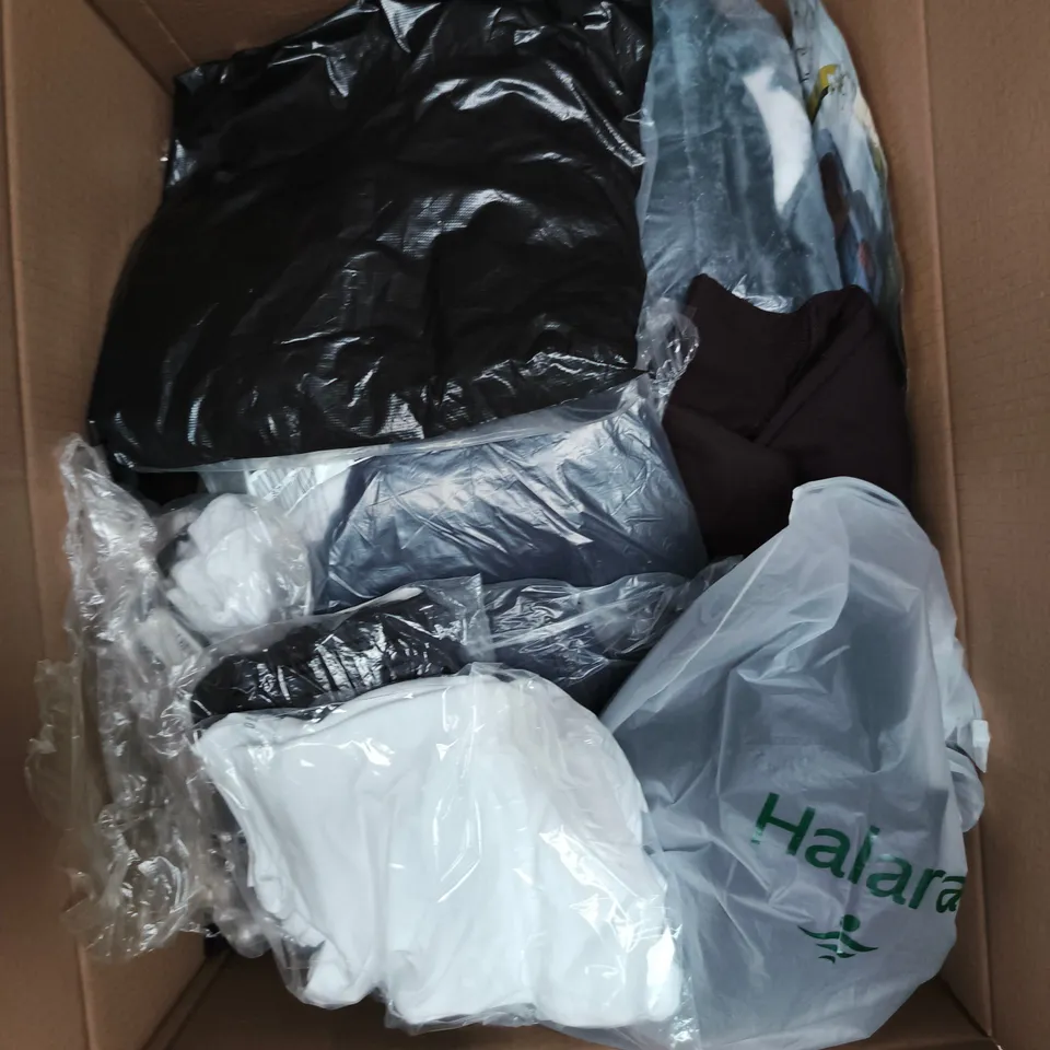 APPROXIMATELY 25 ASSORTED CLOTHING PRODUCTS IN VARIOUS STYLES & SIZES TO INCLUDE PANTS, T-SHIRTS, DRESSES ETC