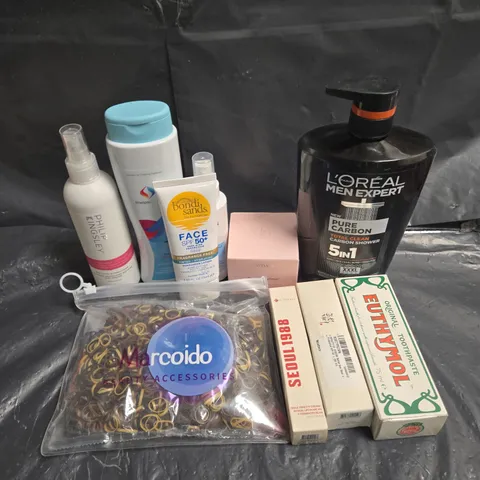 APPROXIMATEY 20 ASSORTED HEALTH AND BEAUTY PRODUCTS TO INCLUDE - PHILIP KINGSLEY LEAVE-IN CONDITIONER - SEOL 1988 EYE CREAM - L'OREAL MEN 5IN1 - ETC