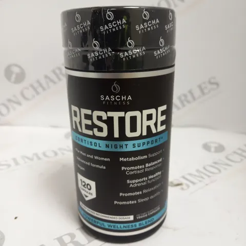 SEALED SASCHA FITNESS RESTORE CORTISOL NIGHT SUPPORT - 120 CAPSULES 