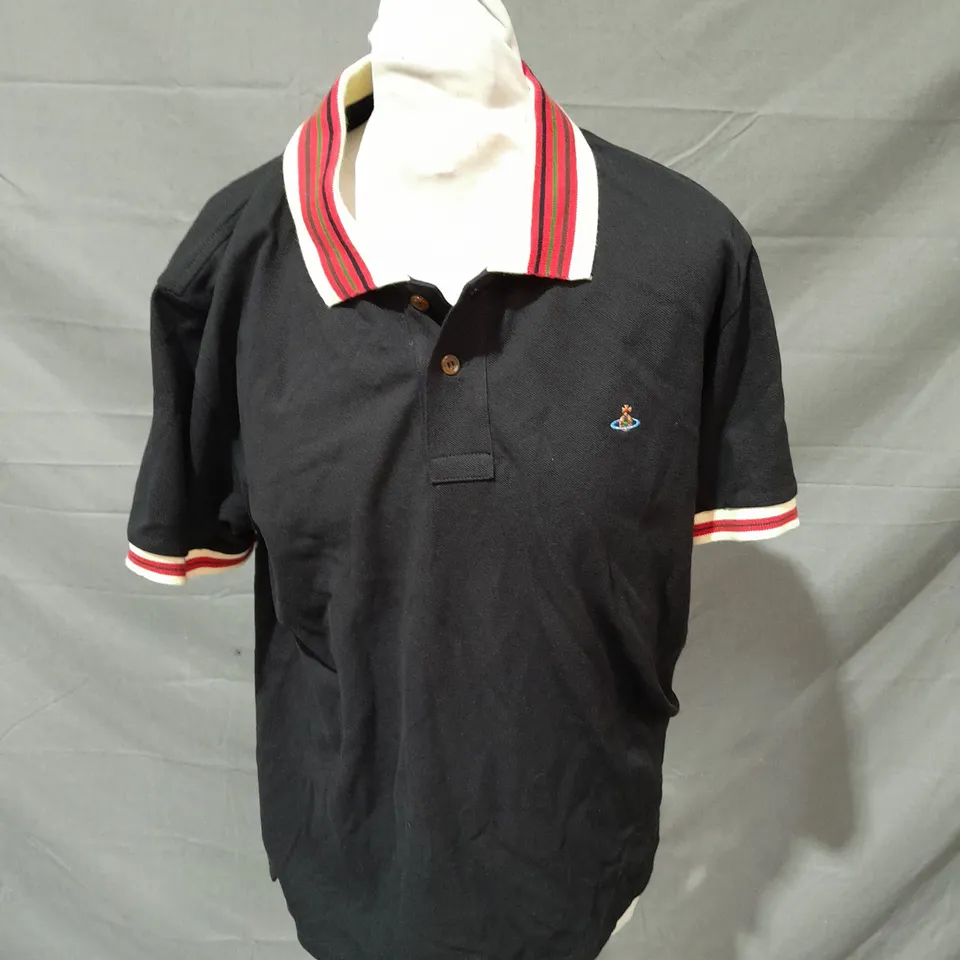 VIVIENNE WESTWOOD BLACK POLO SHIRT - MEDIUM