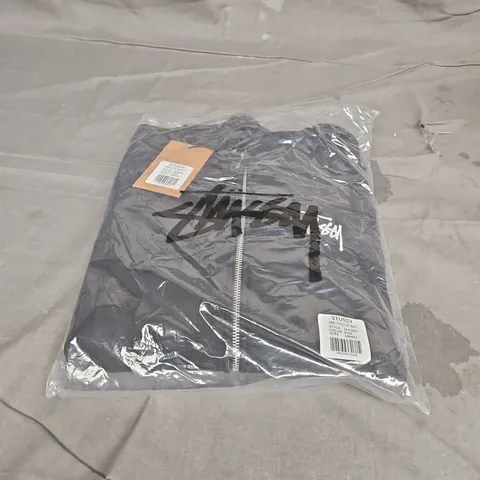 STUSSY BASIC ZIP HOODIE IN BLACK SIZE S