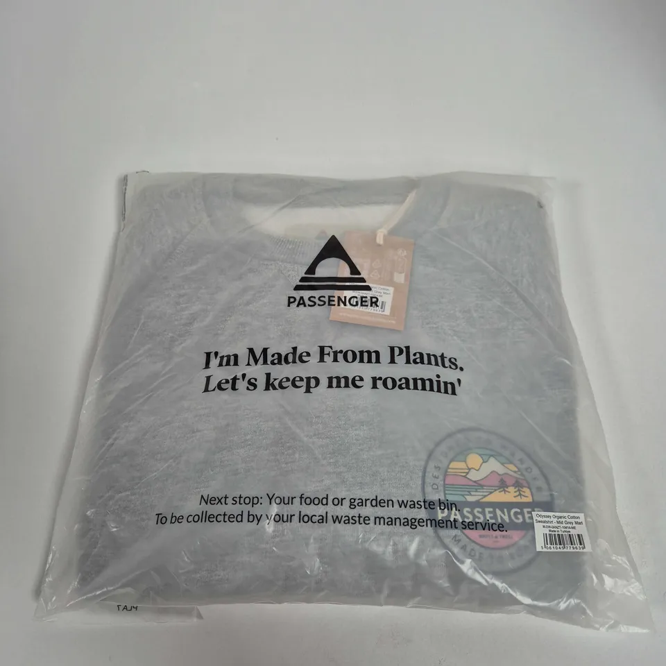PASSENGER ODYSSEY ORGANIC COTTON SWEATSHIRT – MID GREY MARL SIZE M