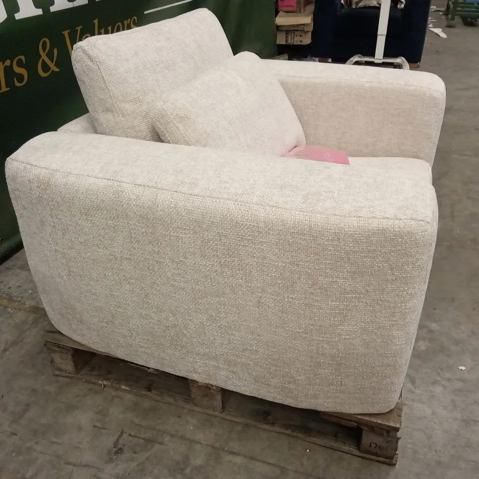 DANETTI QUINN NATURAL FABRIC DARK WOOD ARMCHAIR RRP £599