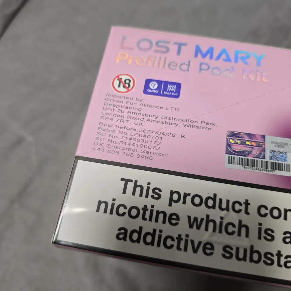 SEALED LOST MARY BM600 PREFILLED POD KIT – BLUEBERRY SOUR RASPBERRY - 20MG/ML - 10-PACK