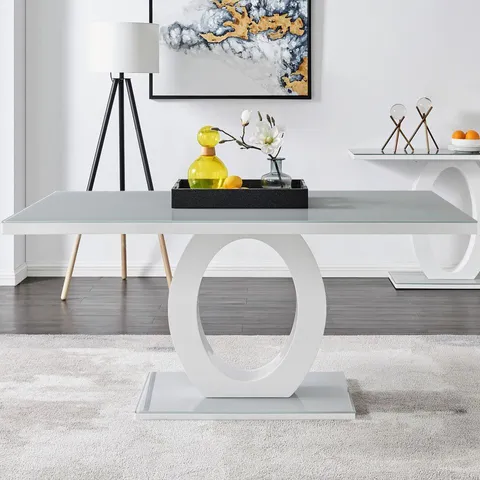 BOXED GIOVANI 6 SEATER GREY DINING TABLE (3 BOXES)