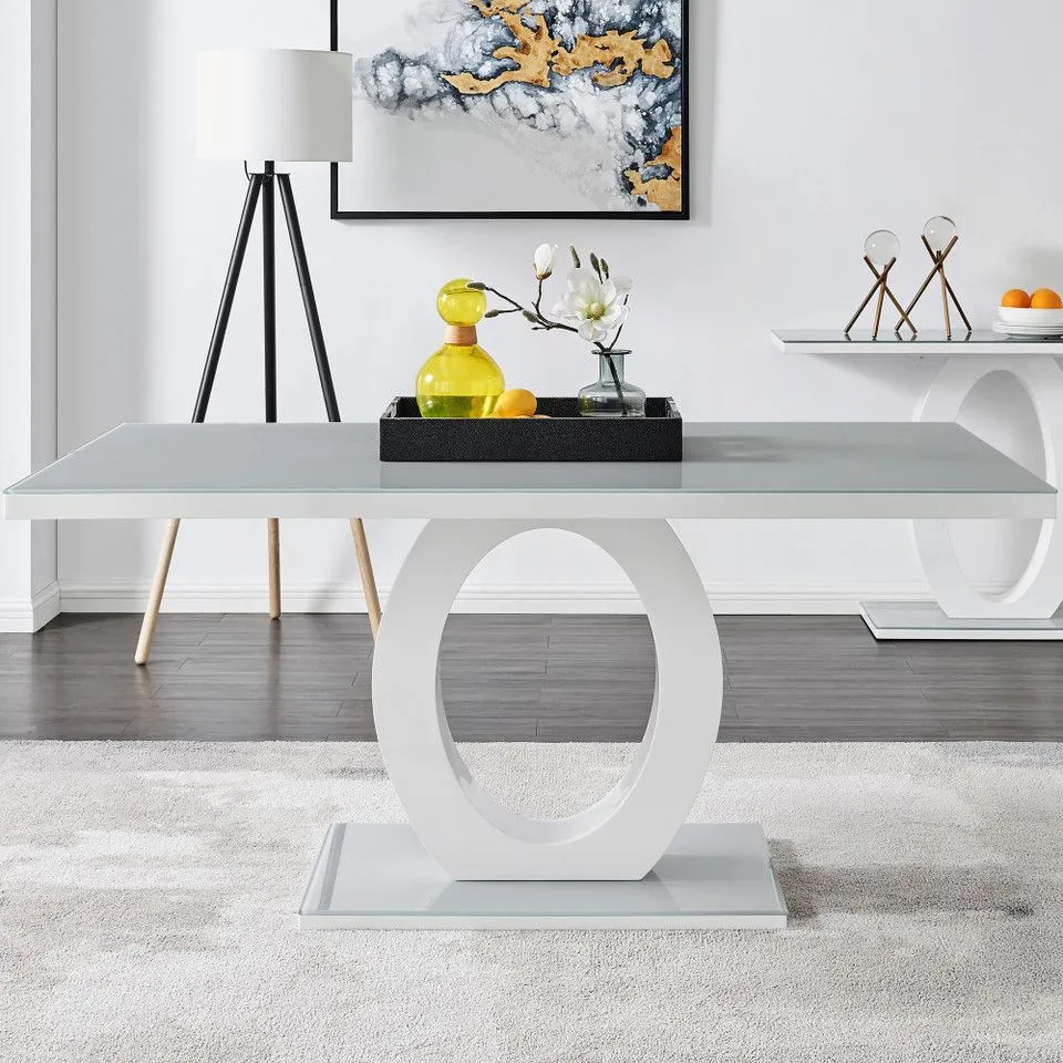 BOXED GIOVANI 6 SEATER GREY DINING TABLE (3 BOXES)