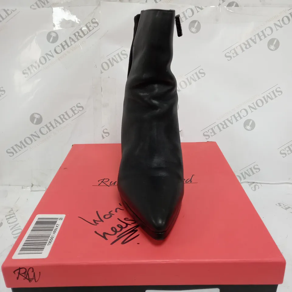 RUTH LANGSFORD PLATFORM LEATHER ANKLE BOOT - BLACK - UK 7