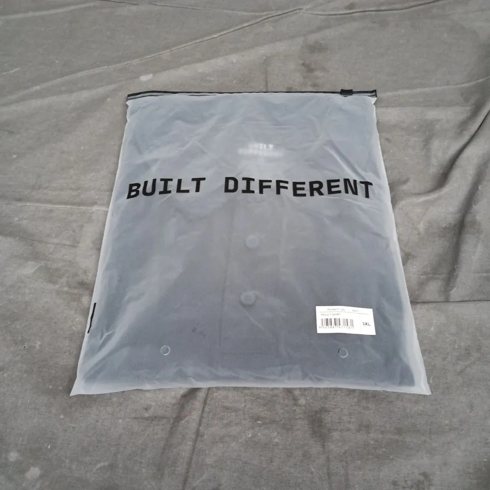 BUILT DIFFERENT POLO T-SHIRT IN NAVY SIZE UK 3XL