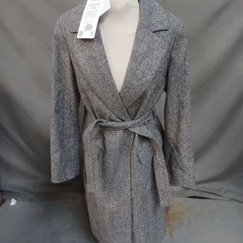 BAUKJEN AYE TAILORED COAT IN BLACK & WHITE HERRINGBONE SIZE 10