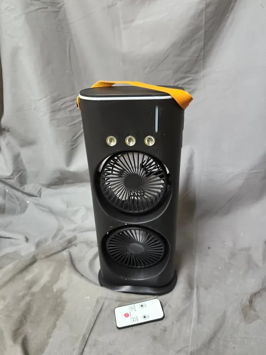 Lot 173: TWO FANS: BOXED DOUBLE-ENDED SPRAY FAN AND DUAL-FAN TOWER FAN ...