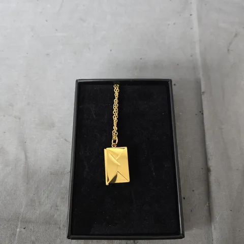 TREAT REPUBLIC PERSONALISED SECRET MESSAGE ENVELOPE NECKLACE - GOLD - COLLECTION ONLY
