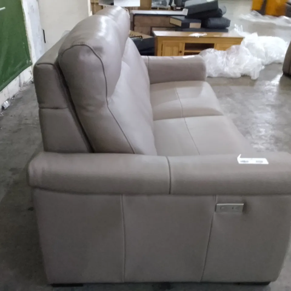 QUALITY ITALIAN DESIGNER ADRIANO ELECTRIC RECLINER 3 SEATER SOFA - GREY LEATHER