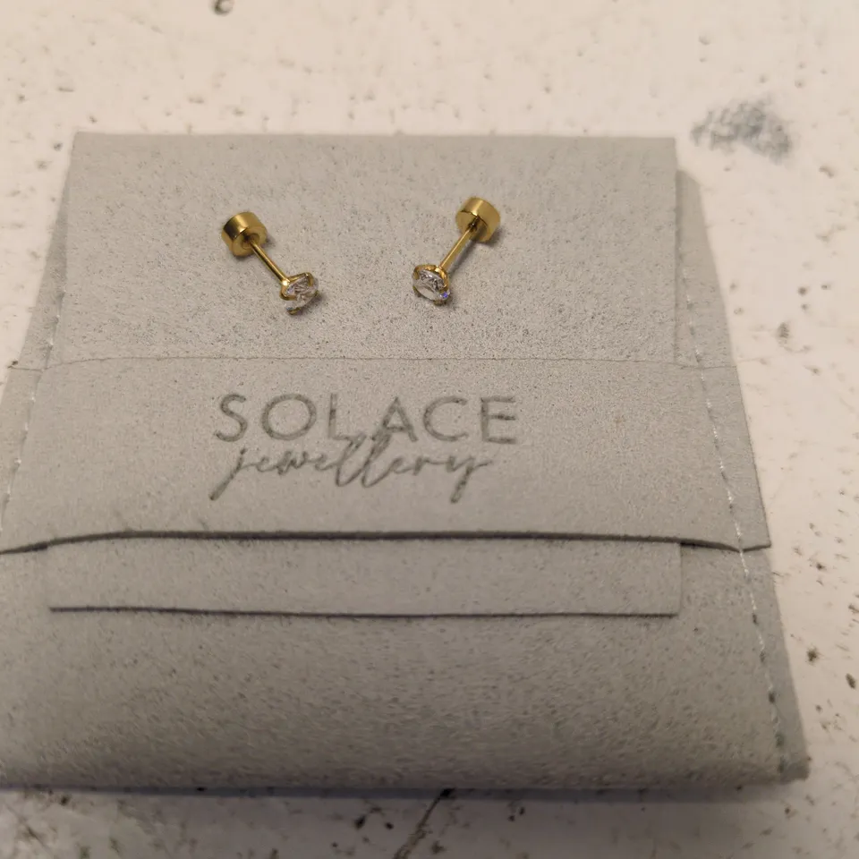 SOLACE JEWELLERY GOLD-TONE STUD EARRINGS WITH CLEAR GEMSTONES