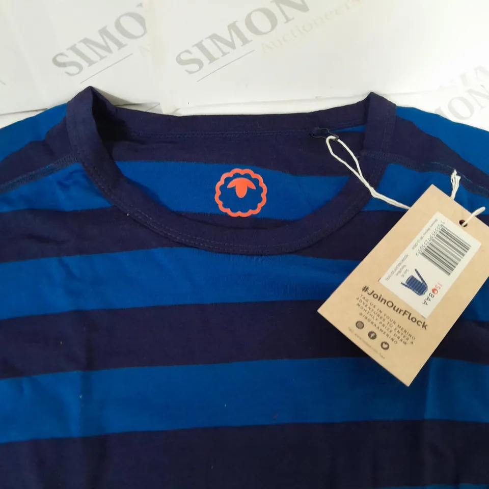 ISA BAA WOMENS BLUE STRIPED LONG SLEEVE T-SHIRT - XL