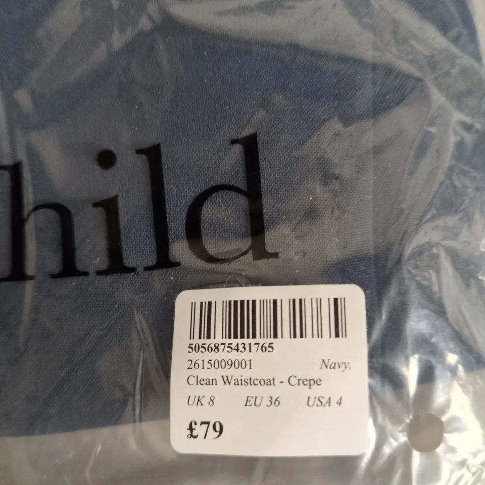 NOBODY'S CHILD NAVY CREPE WAISTCOAT – UK 8 (EU 36, USA 4)