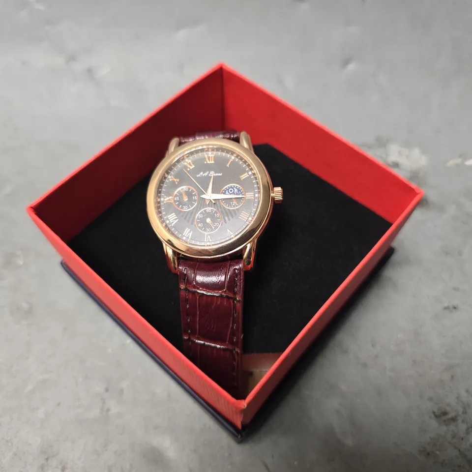MENS LA BANUS WATCH – BROUND LEATHER STRAP – QUARTZ MOVEMENT