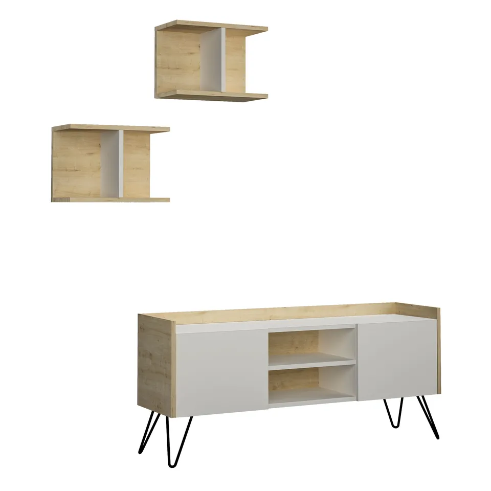 BOXED KLAPPE TV STAND/UNIT WHITE/OAK