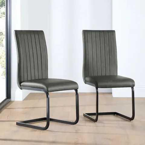BOXED RICCO DINING CHAIR, GREY CLASSIC VELVET & BLACK STEEL 