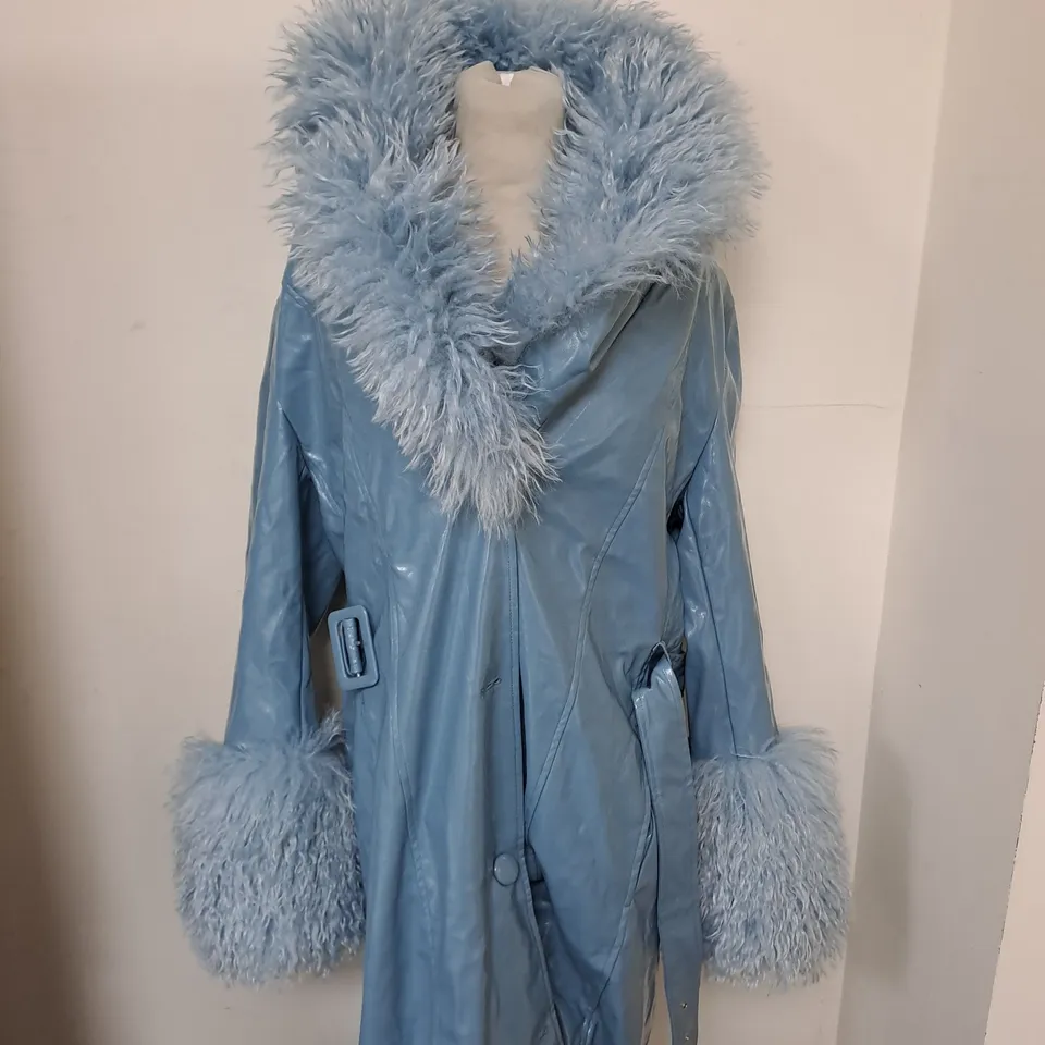 URBACODE FAUX LEATHER AND FUR COAT SIZE 14