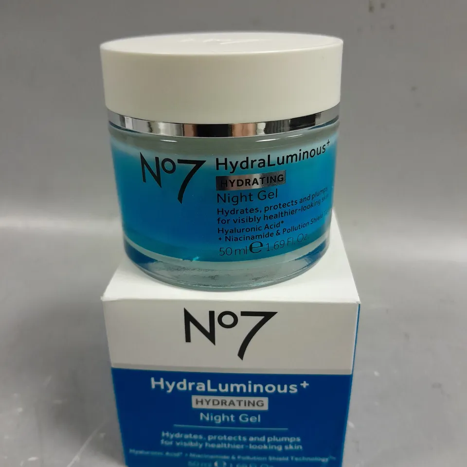 BOXED NO7 HYDRALUMINOUS+ HYDRATING NIGHT GEL - 50ML