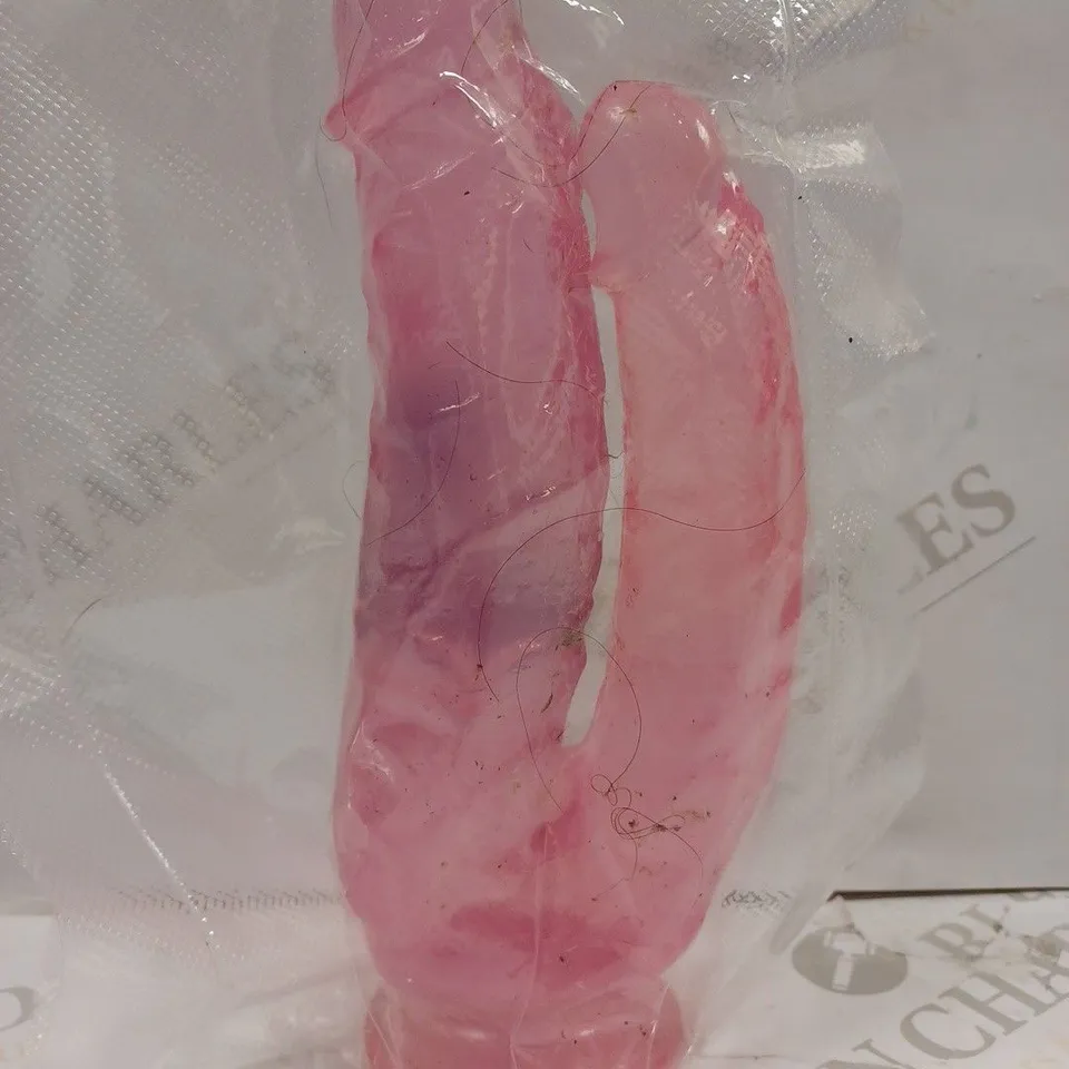 PINK SILICONE DOUBLE DILDO WITH SUCTION CUP 