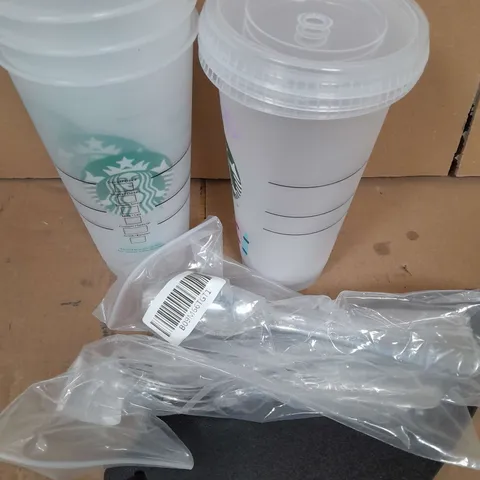 APPROXIMATELY 10 ASSORTED HOUSEHOLD ITEMS TOO INCLUDE, COSTA CUPS - CUTLERY - BRICKY BUDDY , ETC