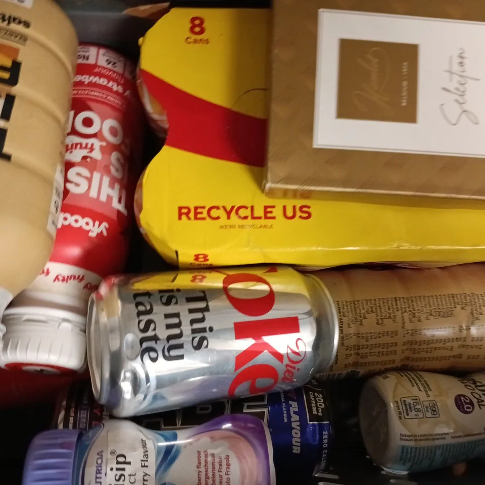 APPROXIMATELY 10 ASSORTED FOOD AND DRINK ITEMS TO INCLUDE ABE, YFOOD, SIMPLY COOK, ETC