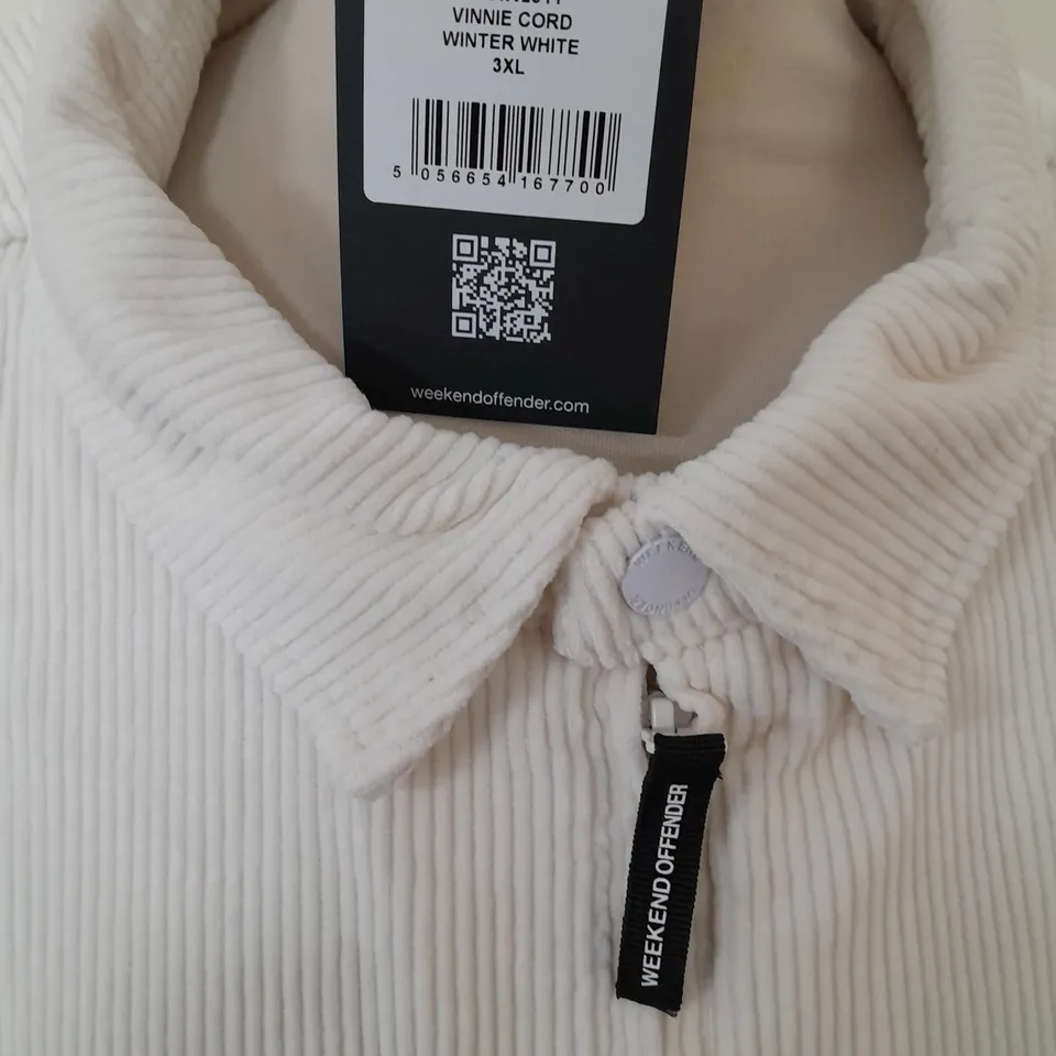 WEEKEND OFFENDER VINNIE CORD COAT IN WINTER WHITE - 3XL
