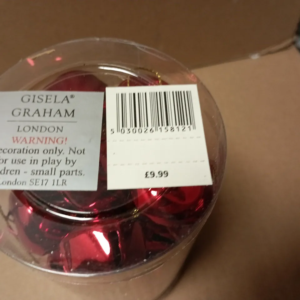 LOT OF 10 AS NEW PACKS OF RED GISELLA GRAHAM HANGING TREE DECORATIONS