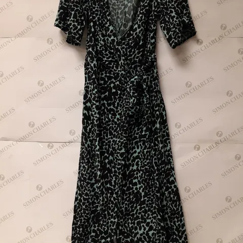 DOROTHY PERKINS GREN ANIMAL WRAP MIDI DRESS - SIZE 8