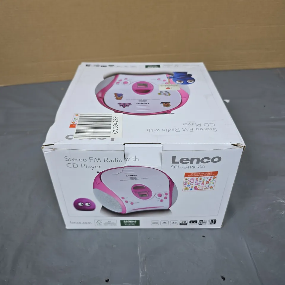 LENCO SCD-24PK KIDS STEREO FM RADIO WITH CD PLAYER – PINK BOXED