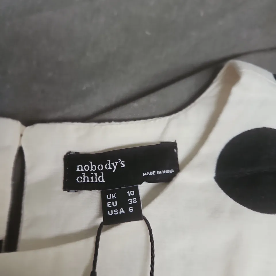 NOBODY'S CHILD PALERMO MINI DRESS WHITE SPOT, UK 10