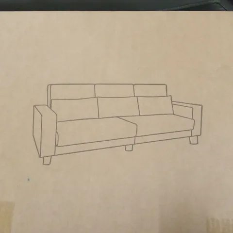 BOXED DESIGNER FABRIC UPHOLSTERED SOFA - BEIGE (1 BOX)