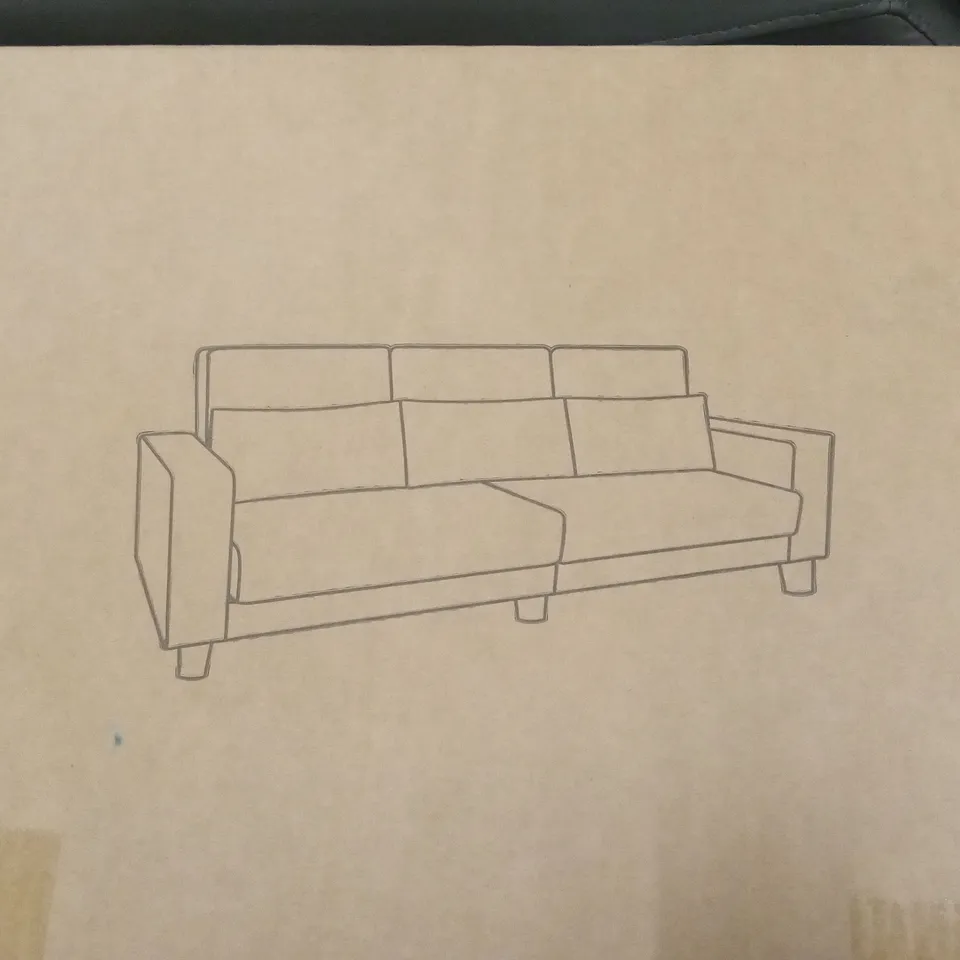 BOXED DESIGNER FABRIC UPHOLSTERED SOFA - BEIGE (1 BOX)