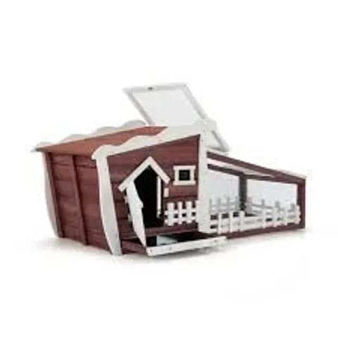 BOXED COSTWAY RED WOODEN RABBIT HUTCH