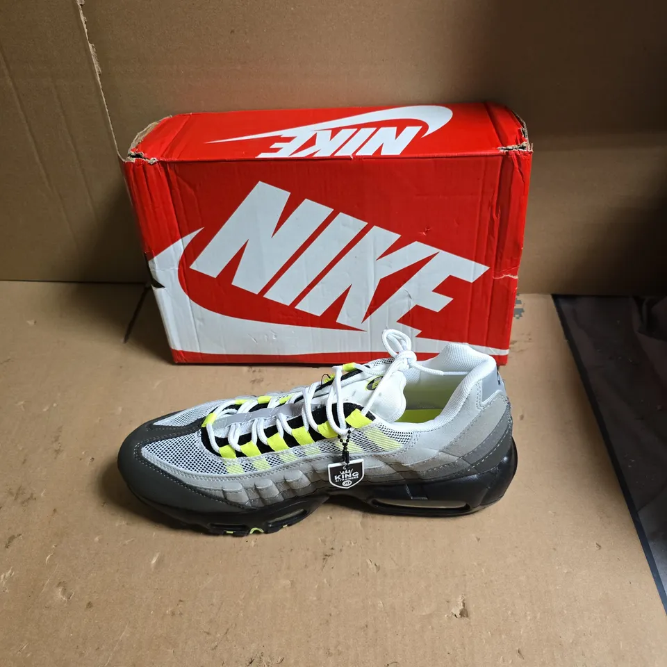 NIKE AIR SNEAKERS - WHITE/GREY WITH NEON YELLOW ACCENTS - UK SIZE 12 