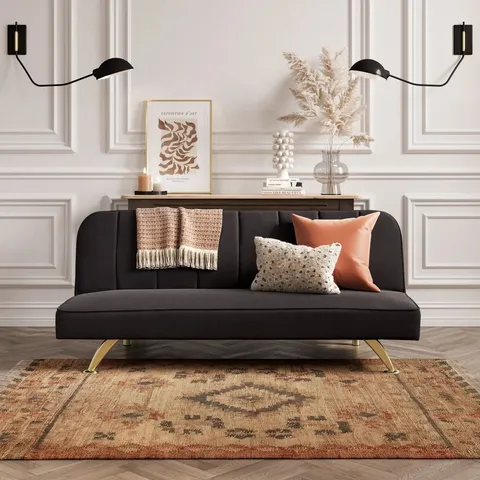 BOXED AREKE SOFA BED - BLACK VELVET (1 BOX)